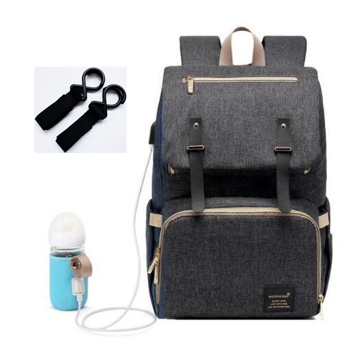 Variante Anthrazit Moderner Rucksack mit viel Stauraum USB Anschluss Wasser abweisend Baby Windeln