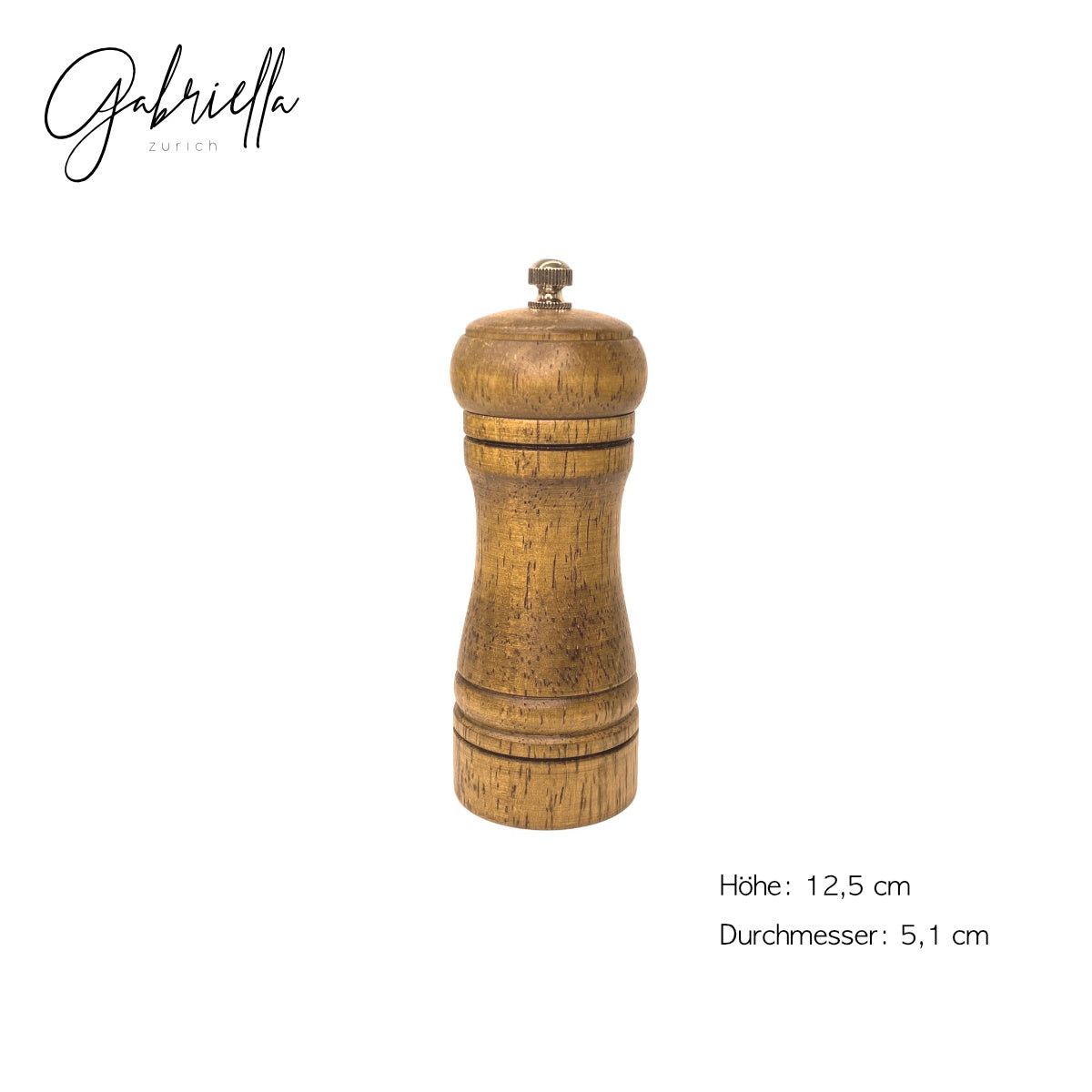 Grösse 1 = 12,5 cm Salz- und Pfeffermühle klassische Gewürzmühle Holz verstellbares Mahlwerk 3 Grössen