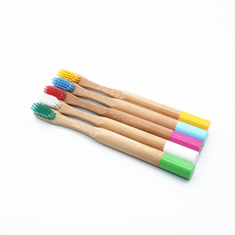 Gelb Bambus Zahnbürsten 10 Stk. Sets Farb-Mix für Kinder Mittelweiche Borste Natürlich Umweltfreundlich