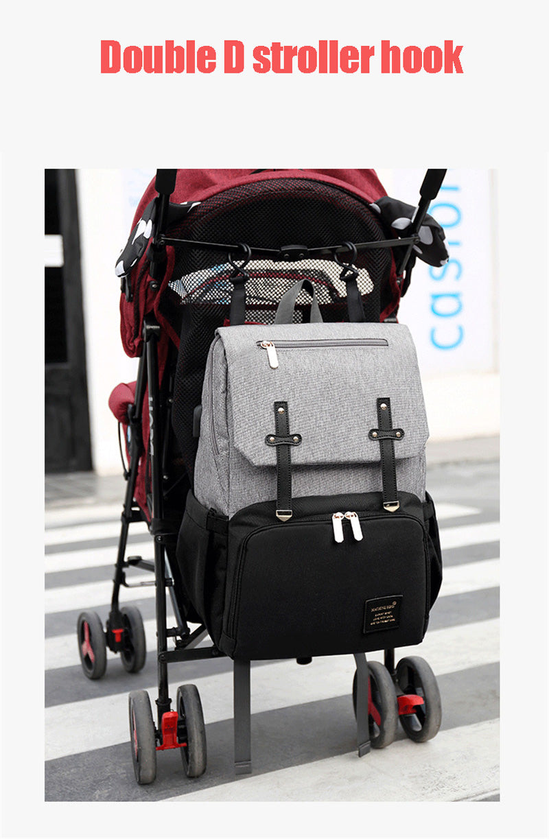 Moderner Rucksack mit viel Stauraum USB Anschluss Wasser abweisend Baby Windeln