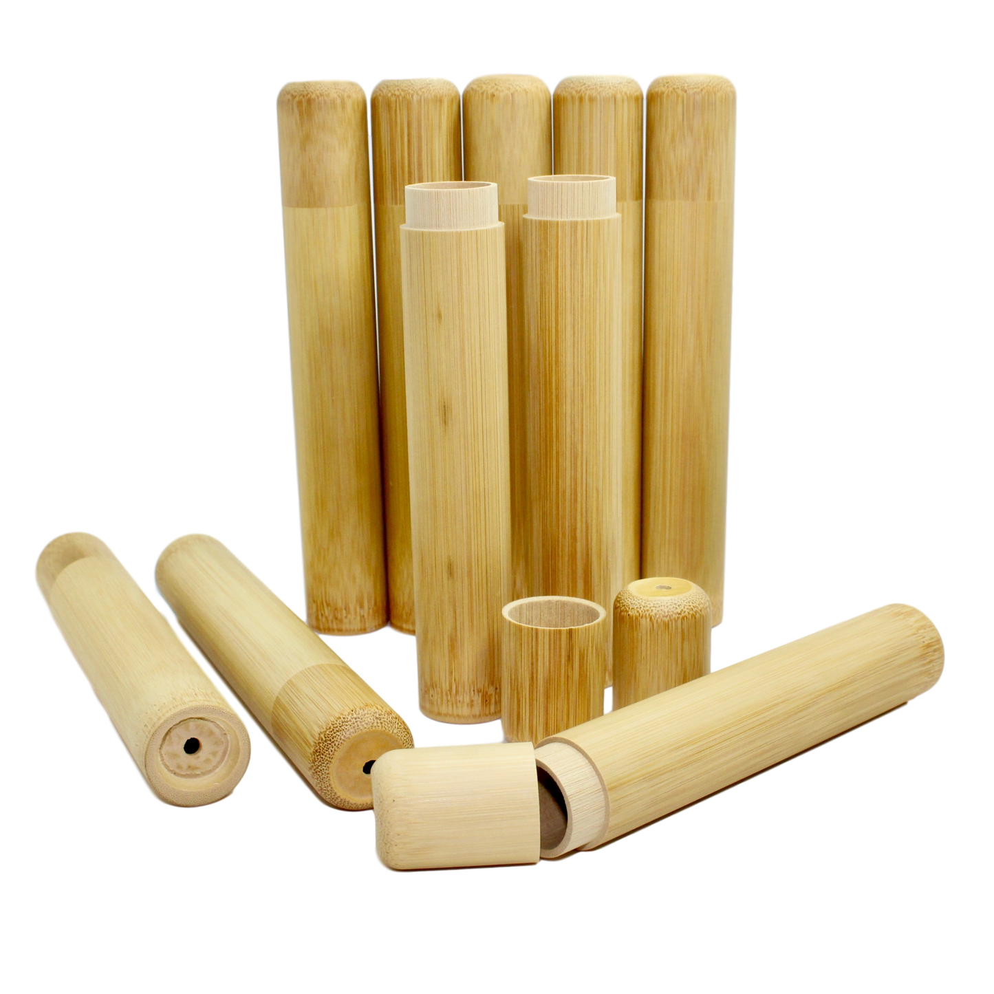 Bambus-Hülsen Etui für Holz-Zahnbürsten, Lieferung im 2er Set