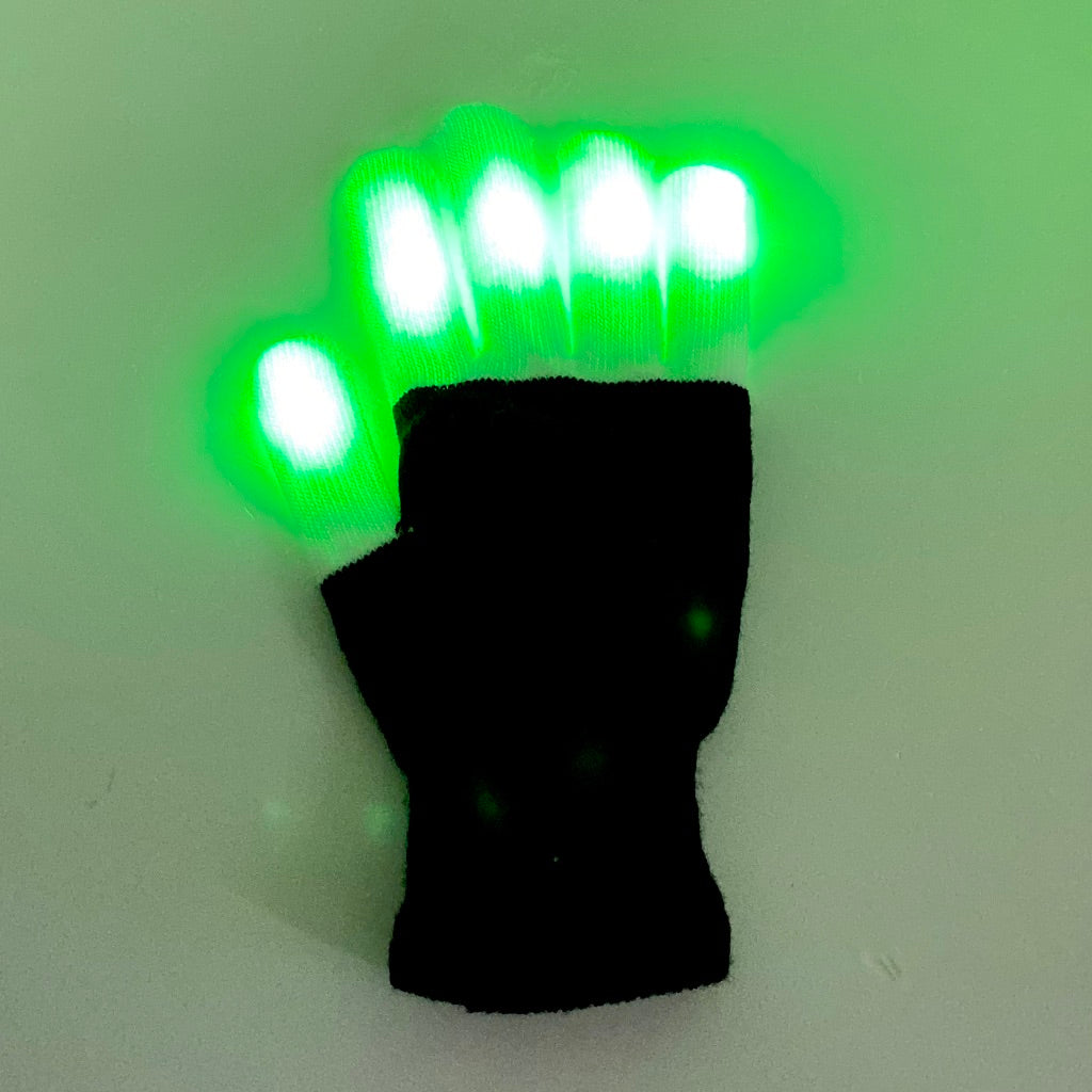 Schwarz/weisser Handschuh LED Leucht-Handschuhe Party Disco Outdoor