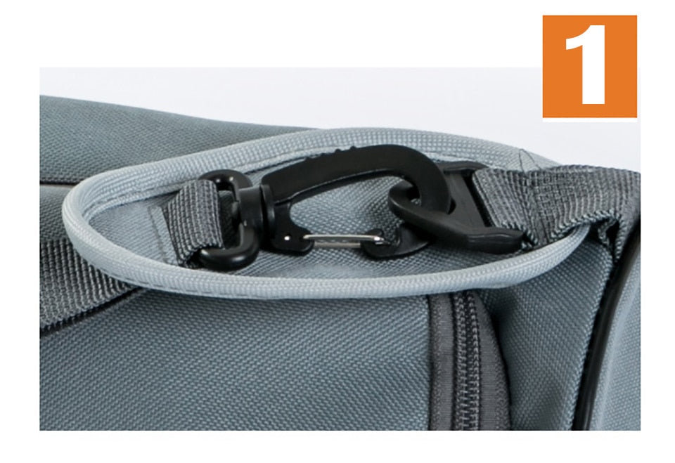 Detail Tragegurt Befestigung Yogamatten Tasche schlanke Form innen gummiert ideal für 5mm Matten
