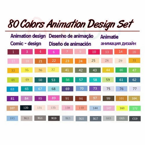 40/60/80 Farben Marker Set Doppelspitze Cartoon Manga Skizze Designer