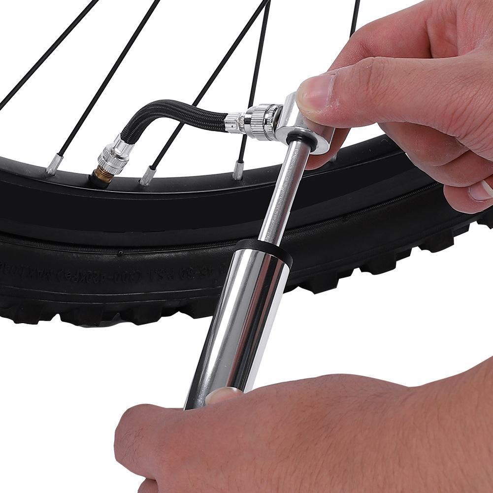 Mini Fahrradpumpe aus Metall mit Halter für alle Fahrräder